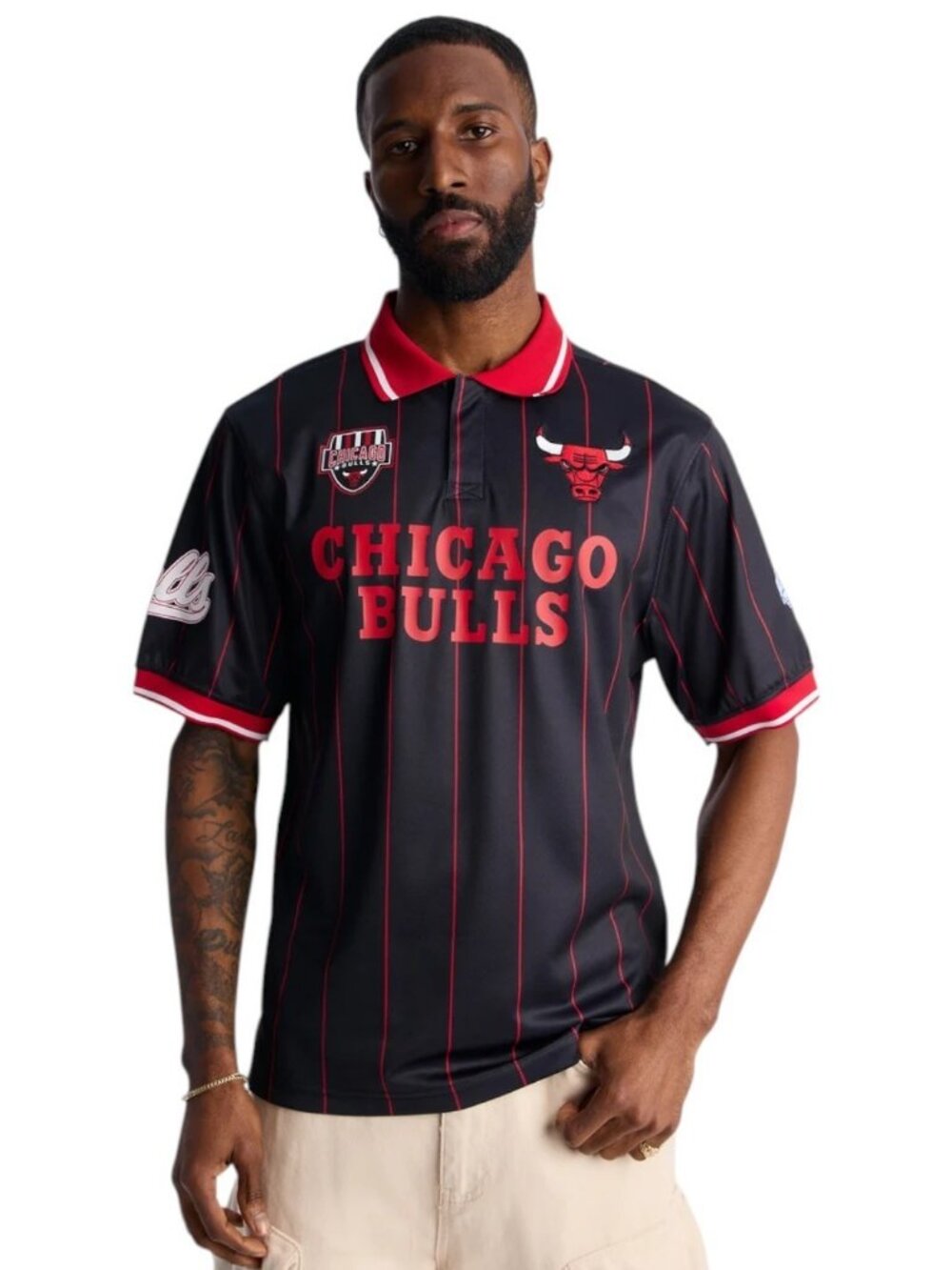 Chicago Bulls Rio De Janeiro Soccer Jersey Polo Shirt Black / Red Men's Size 3XL